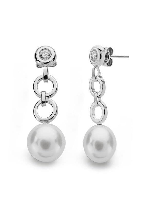 18K PENDIENTES ORO BLANCO PERLA...