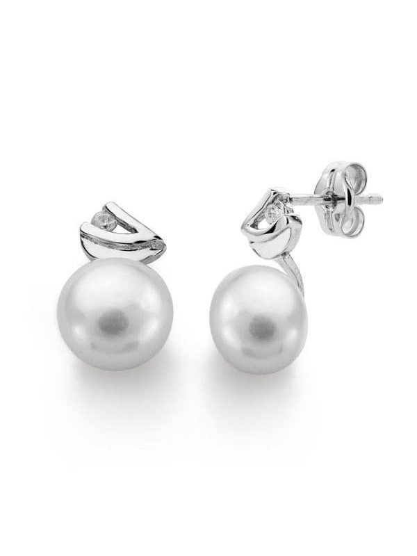 18K PENDIENTES ORO BLANCO PERLA...