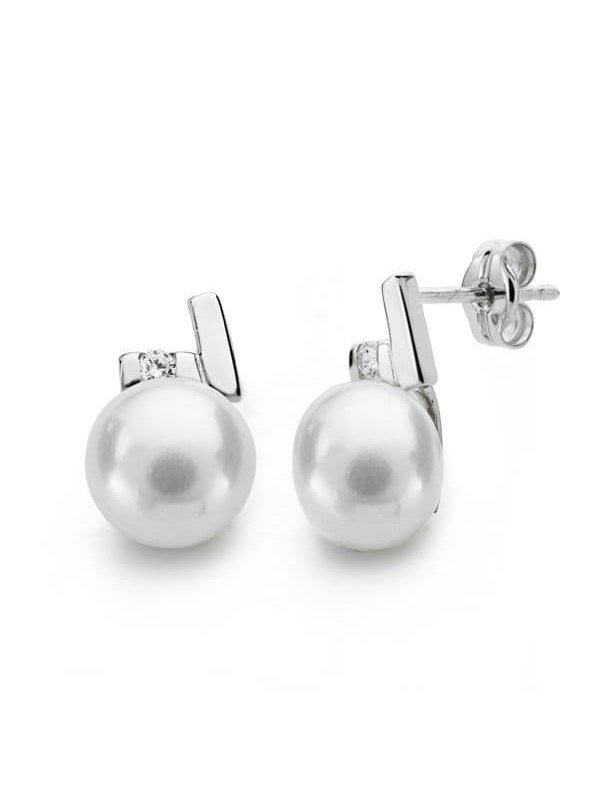 18K PENDIENTES ORO BLANCO PERLA...