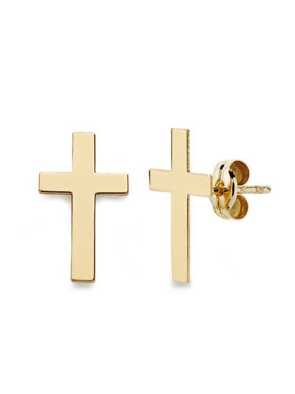 18K PENDIENTES CRUZ. 12X7 MM