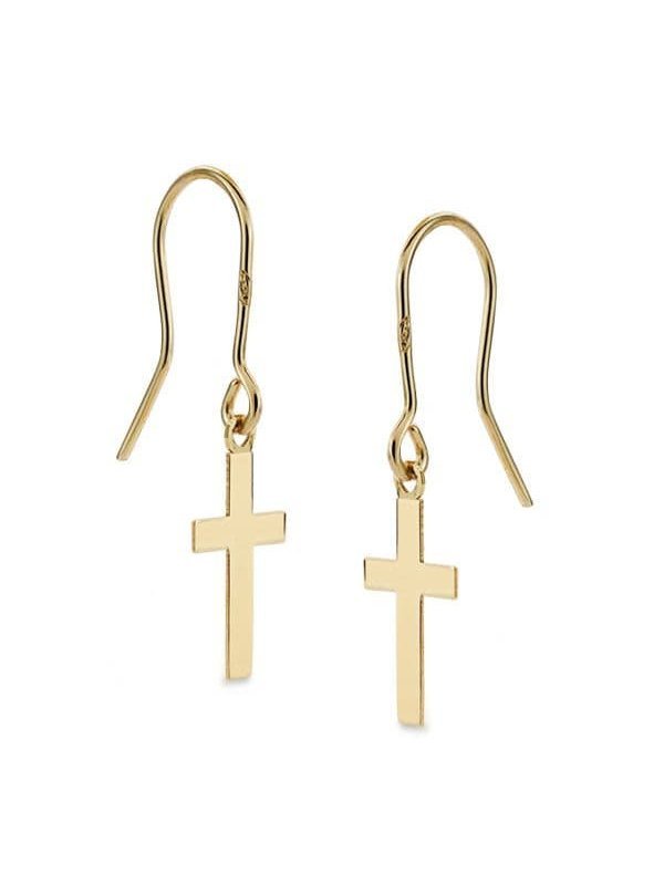 18K PENDIENTES CRUZ LISA 12X7 MM