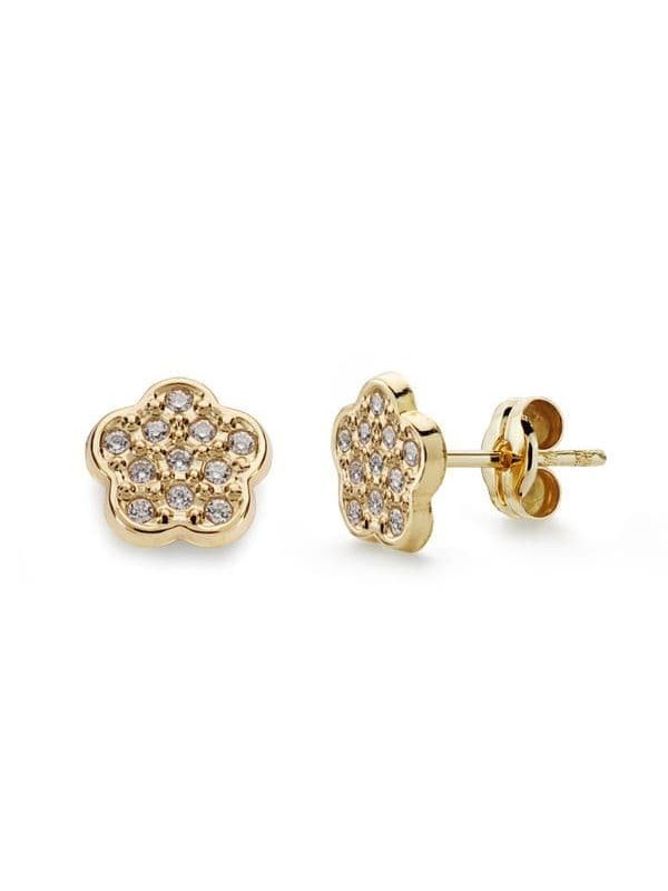 18K PENDIENTES ORO AMARILLO FLOR...