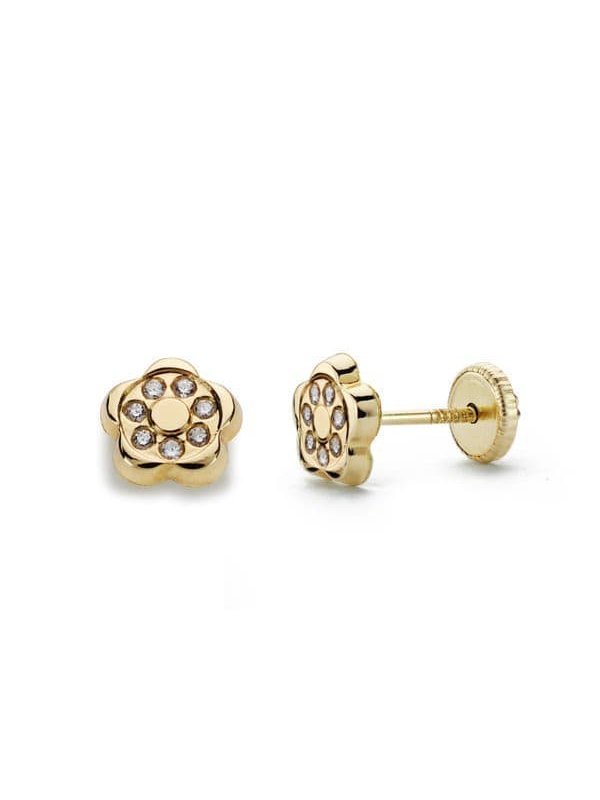 18K PENDIENTES ORO AMARILLO FLOR...