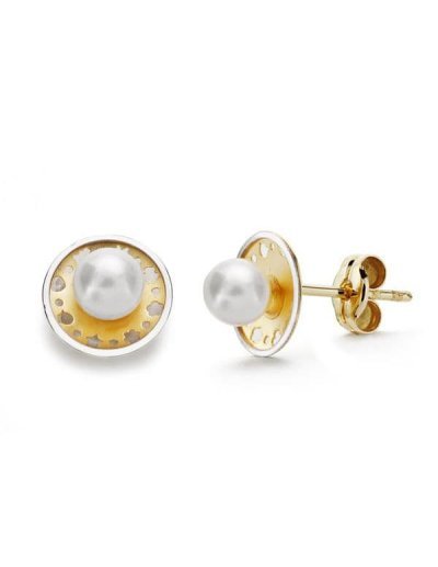 18K PENDIENTES ORO BICOLOR...