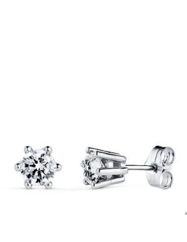 18K PENDIENTES GARRAS ORO BLANCO 6X6 MM