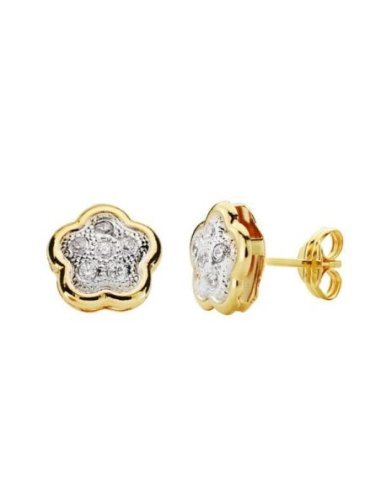 18K PENDIENTES FLOR CIRCONITAS 8X8 MM