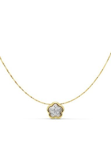 18K COLGANTE FLOR 8X8 MM CADENA 42CM