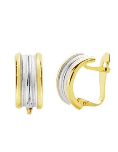 18K PENDIENTES ORO BICOLOR BANDAS...