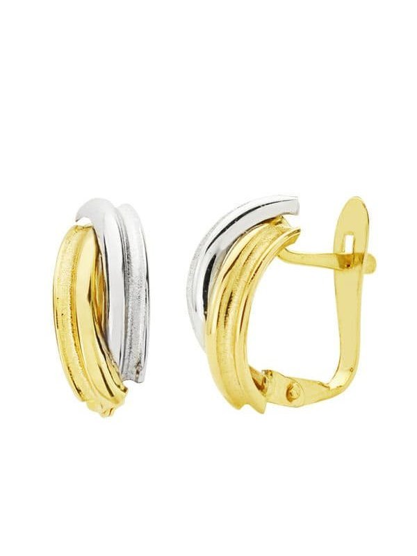 18K PENDIENTES ORO BICOLOR BANDAS...