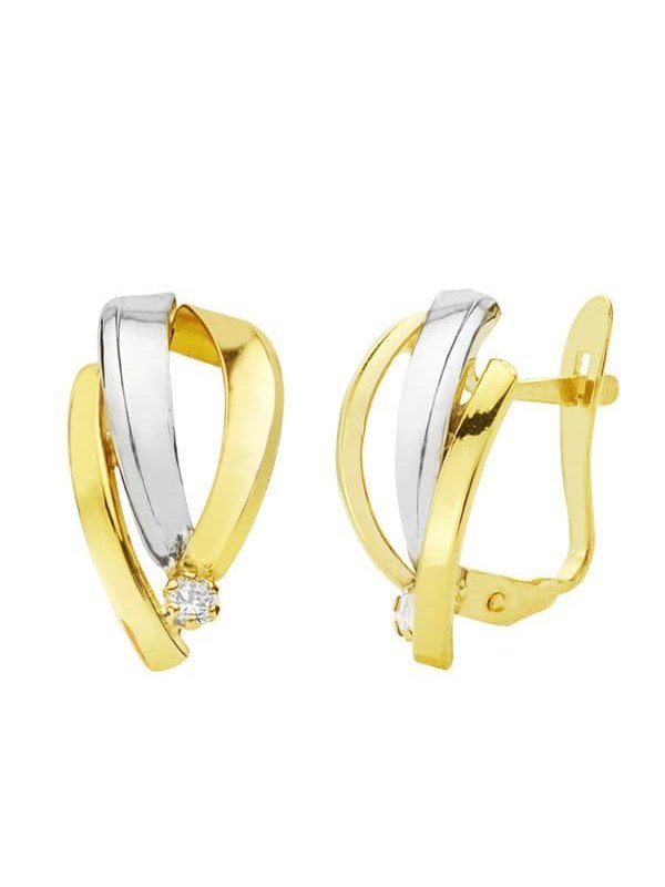 18K PENDIENTES ORO BICOLOR BANDAS...