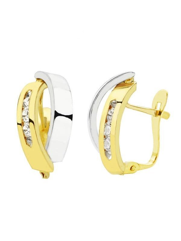18K PENDIENTES ORO BICOLOR BANDAS...