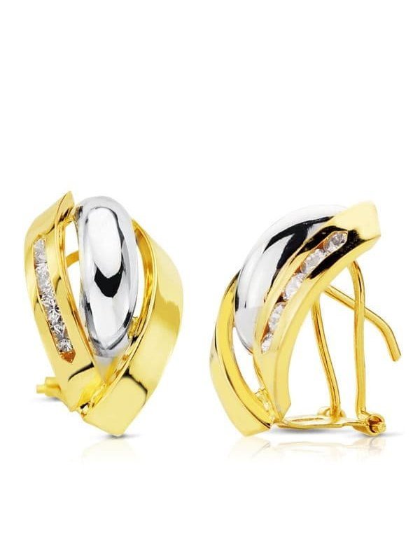 18K PENDIENTES ORO BICOLOR BANDAS...