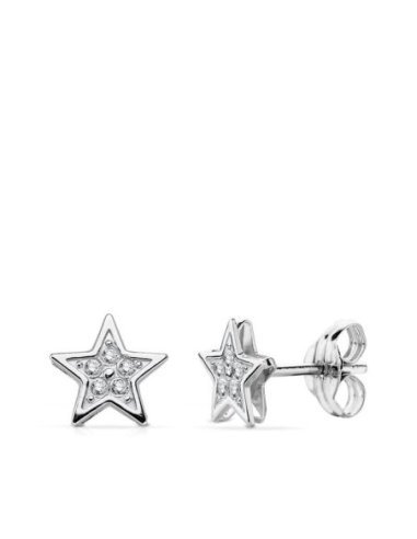 18K PENDIENTES ORO BLANCO ESTRELLA...