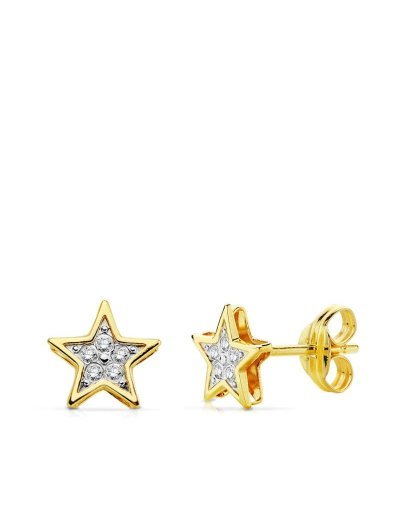 18K PENDIENTES BICOLOR...