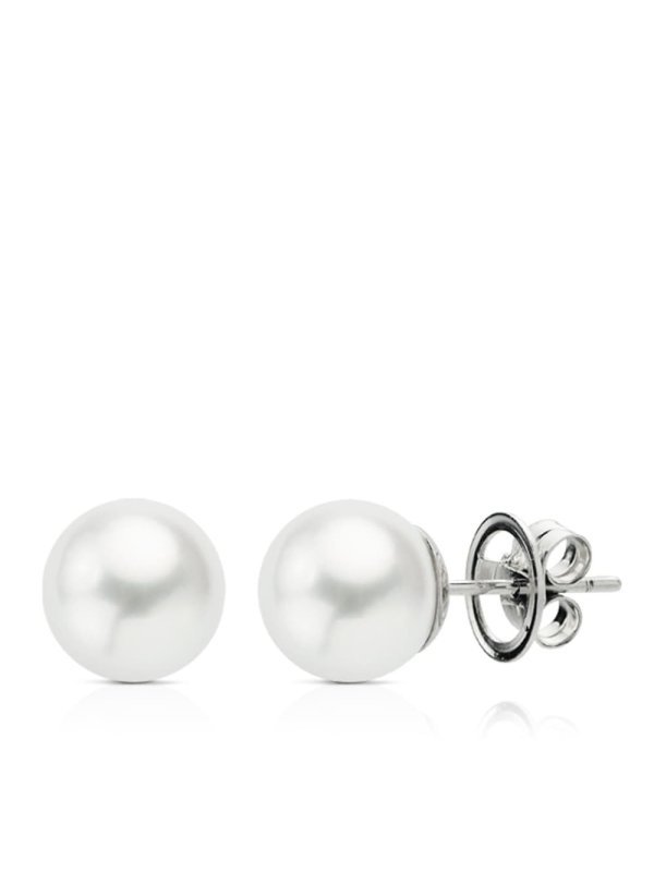 18K PENDIENTES ORO BLANCO PERLA...
