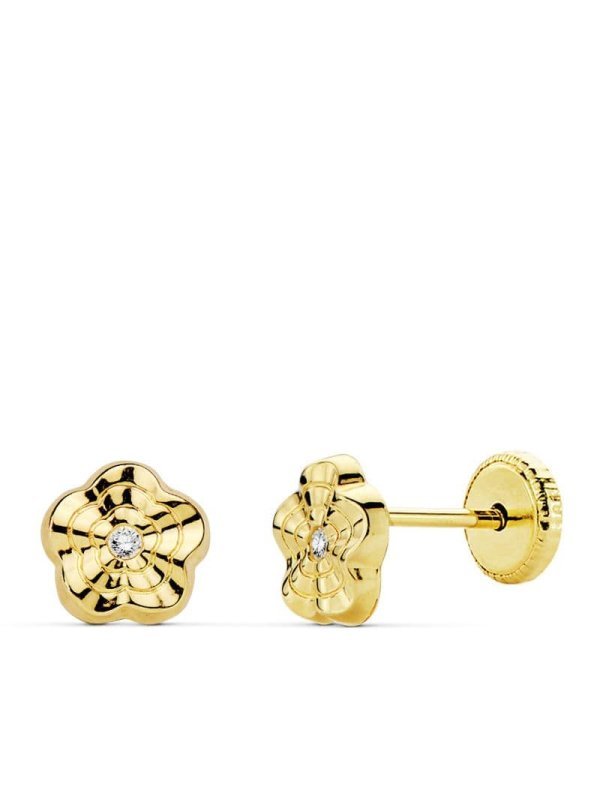 18K PENDIENTES ORO AMARILLO FLOR...
