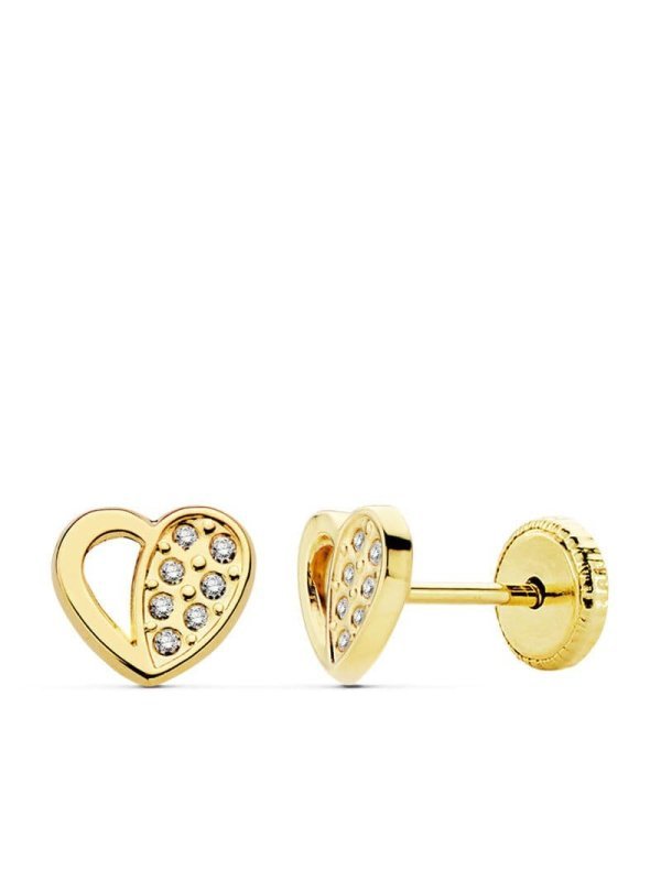 18K PENDIENTES ORO AMARILLO CORAZON...