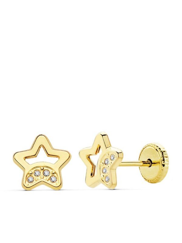 18K PENDIENTES ORO AMARILLO ESTRELLA...
