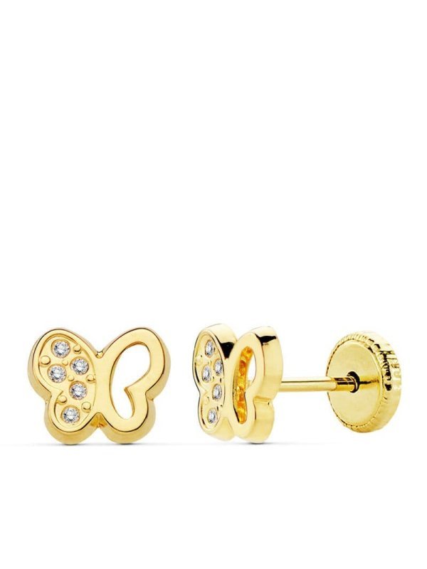 18K PENDIENTES ORO AMARILLO MARIPOSA...