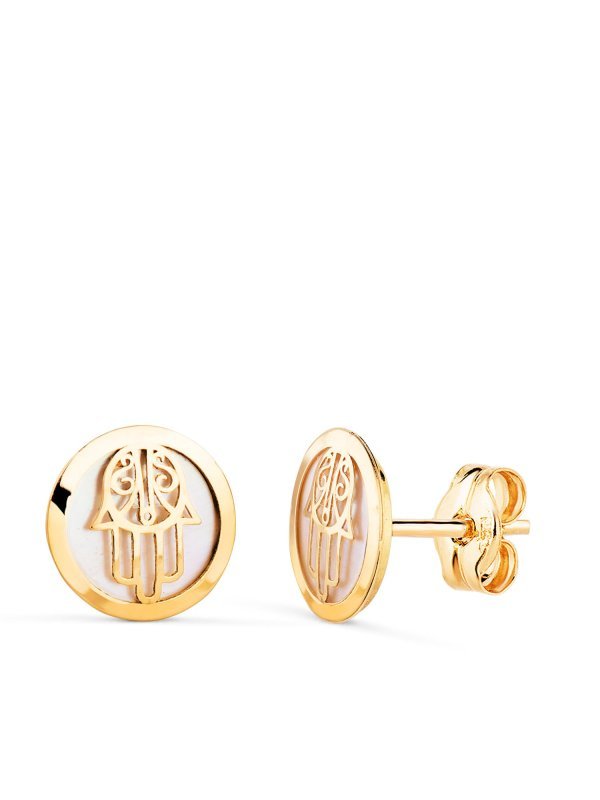 18K PENDIENTES MANO DE FATIMA 8 MM...