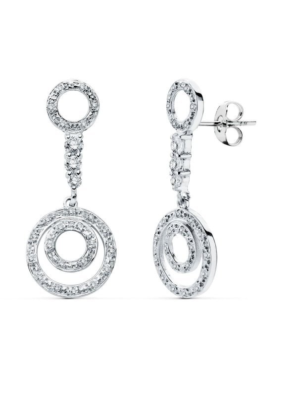 18K PENDIENTES LARGOS ORO BLANCO...