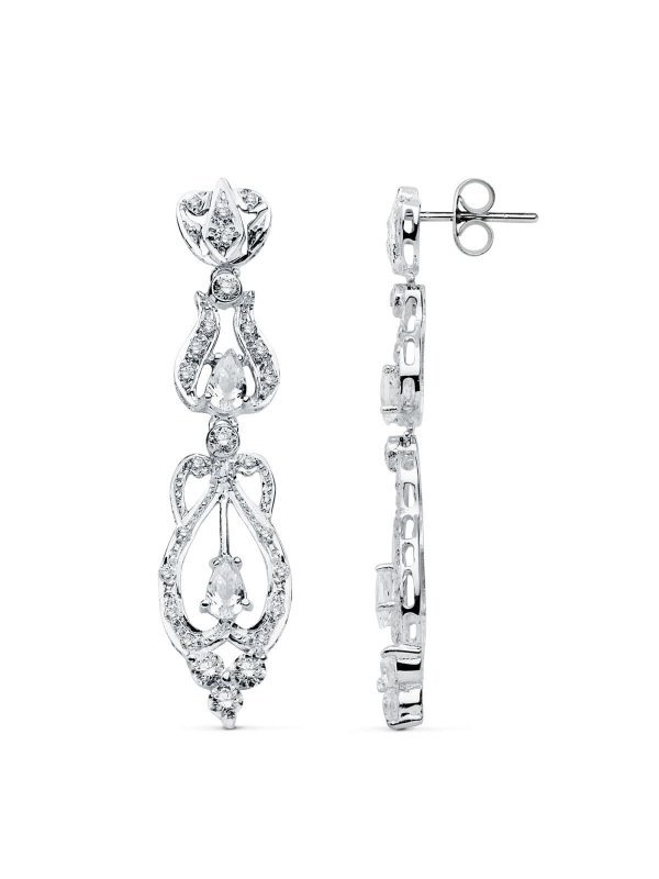 18K PENDIENTES ORO BLANCO CIRCONITAS...