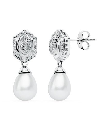 18K PENDIENTES PERLA ORO...