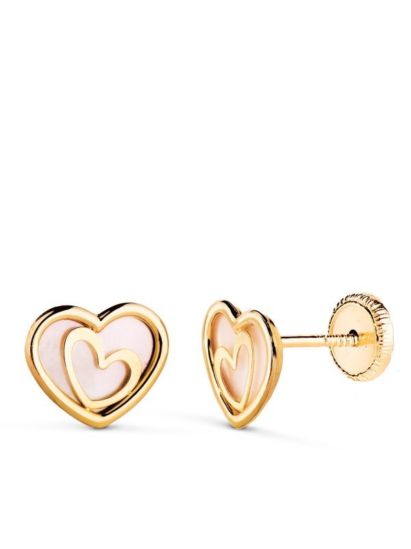 18K PENDIENTES ORO AMARILLO CORAZON...