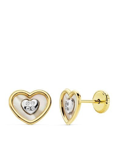 18K PENDIENTES ORO BICOLOR...