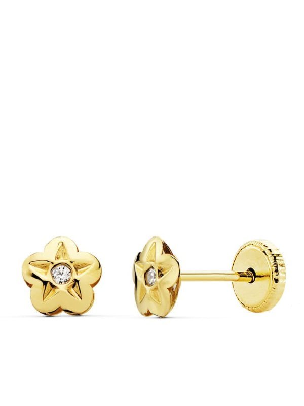 18K PENDIENTES ORO AMARILLO FLOR...