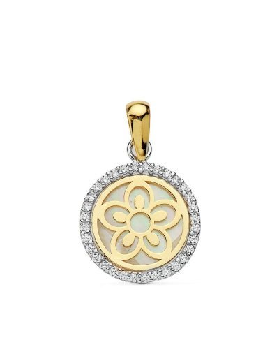 18K COLGANTE BICOLOR FLOR...