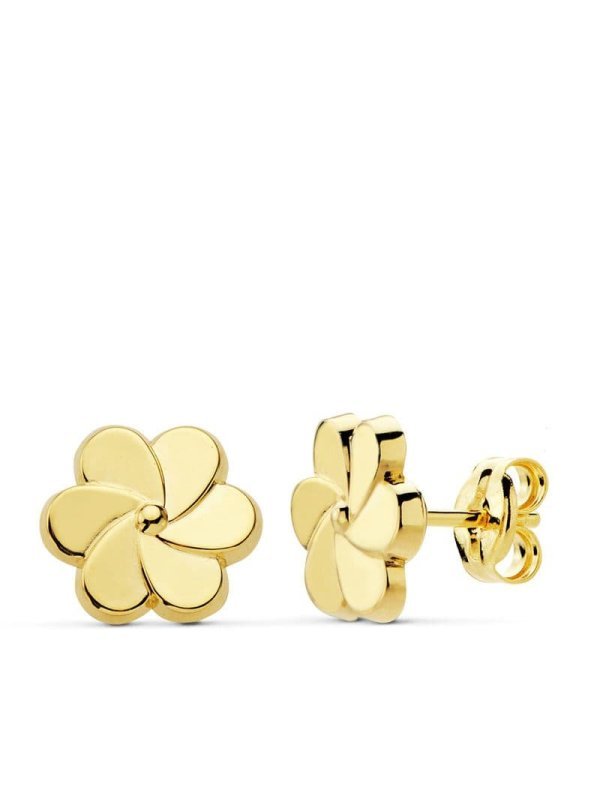 18K PENDIENTES ORO AMARILLO FLOR...