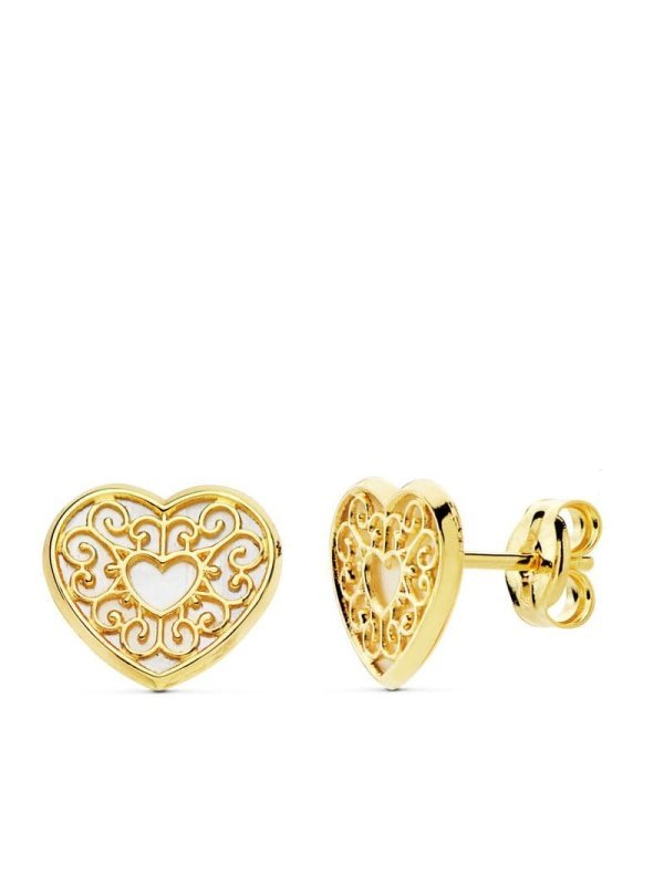 18K PENDIENTES ORO AMARILLO CORAZON...