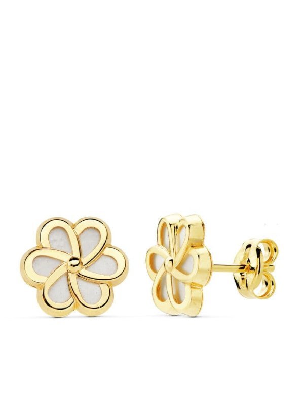 18K PENDIENTES ORO AMARILLO FLOR...