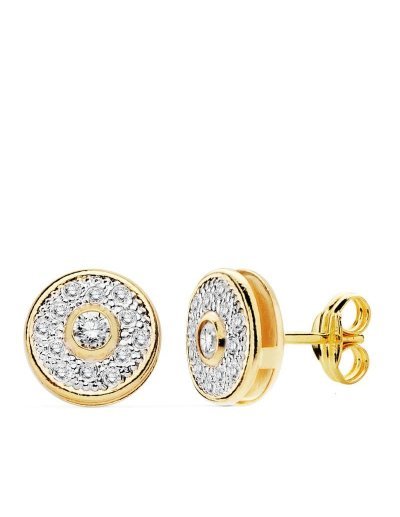 18K PENDIENTES ORO BICOLOR...