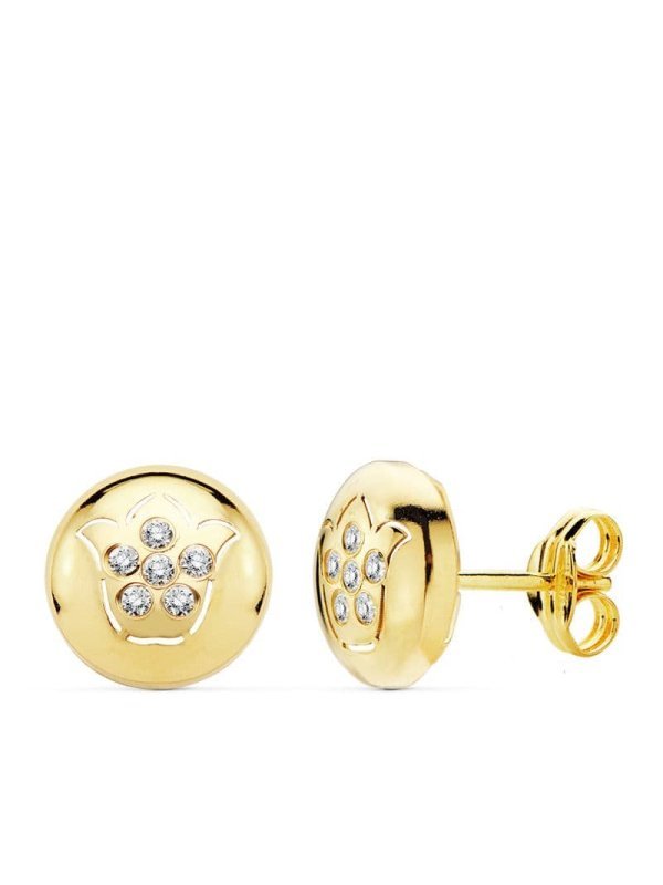 18K PENDIENTES ORO AMARILLO FLOR...