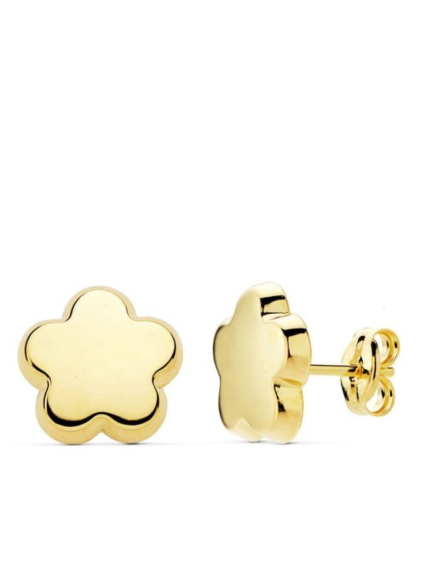 18K PENDIENTES ORO AMARILLO FLOR LISA...