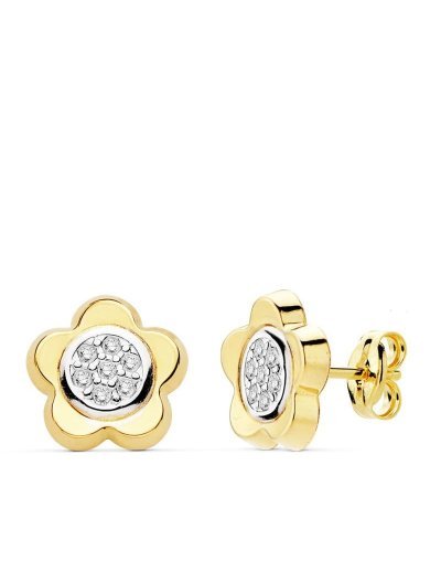 18K PENDIENTES ORO BICOLOR...