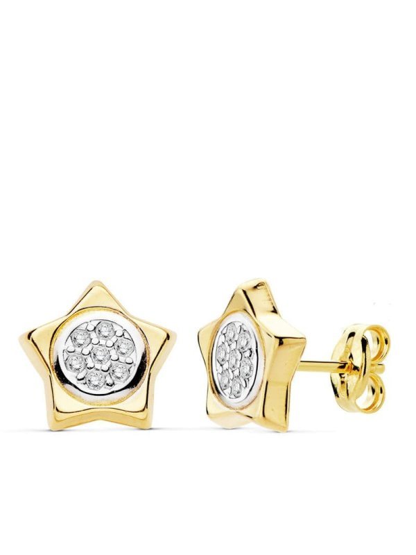 18K PENDIENTES ORO BICOLOR ESTRELLA...