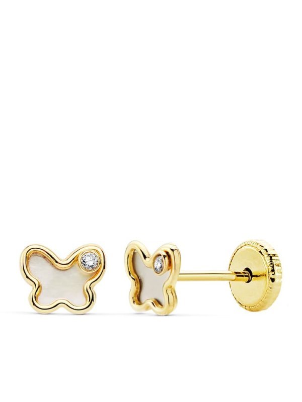 18K PENDIENTES ORO AMARILLO MARIPOSA...