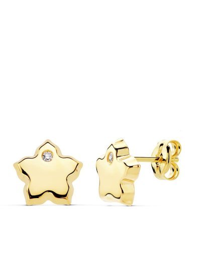18K PENDIENTES FLOR...