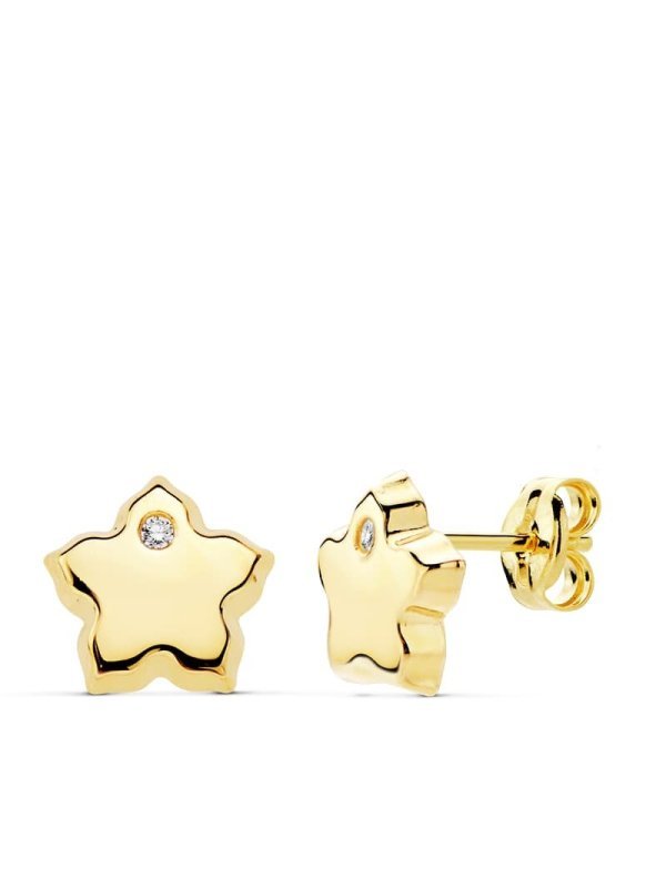18K PENDIENTES FLOR CIRCONITAS 7X7 MM