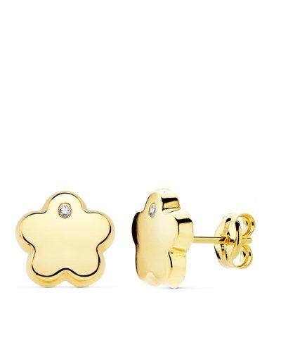 18K PENDIENTES FLOR...