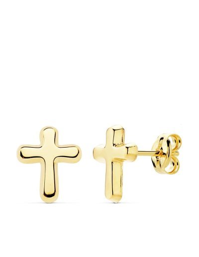 18K PENDIENTES CRUZ LISA...