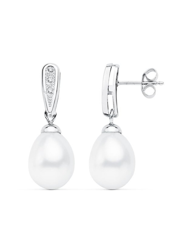 18K PENDIENTES ORO BLANCO DE NOVIA...