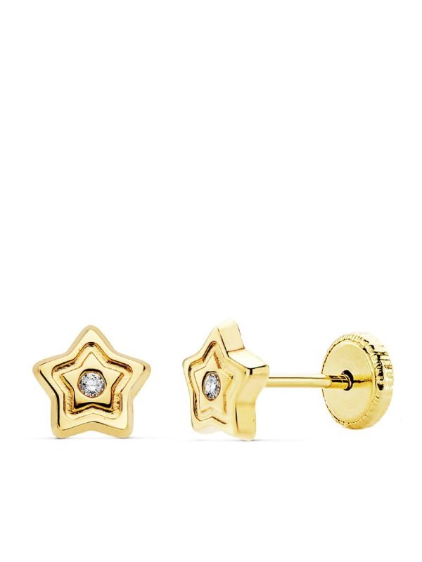 18K PENDIENTES ORO AMARILLO ESTRELLA...