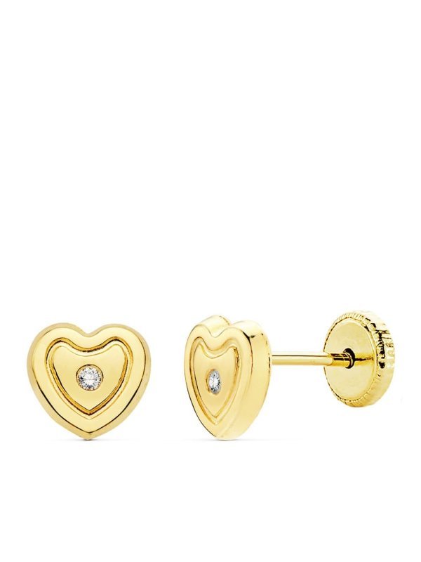 18K PENDIENTES ORO AMARILLO CORAZON...