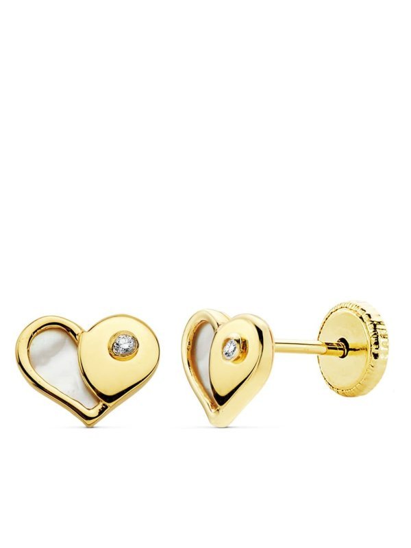 18K PENDIENTES ORO AMARILLO CORAZON...