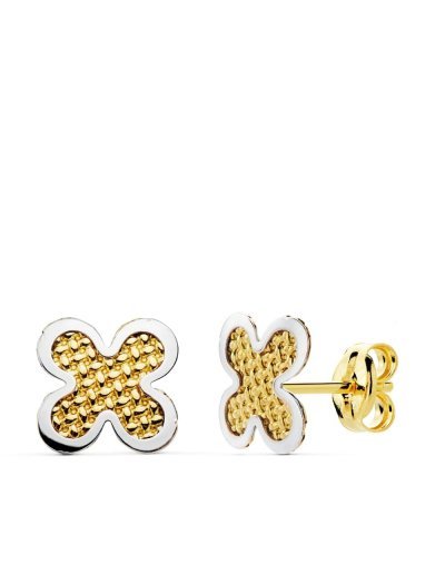 18K PENDIENTES ORO BICOLOR...