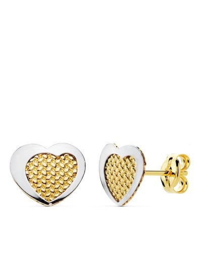 18K PENDIENTES ORO BICOLOR...